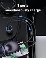 Vista 3 de Cargador de coche USB C de 67 W, carga súper rápida, paquete de 2 puertos de 12 a 24 V, accesorios de coche, adaptador de encendedor de cigarrillos