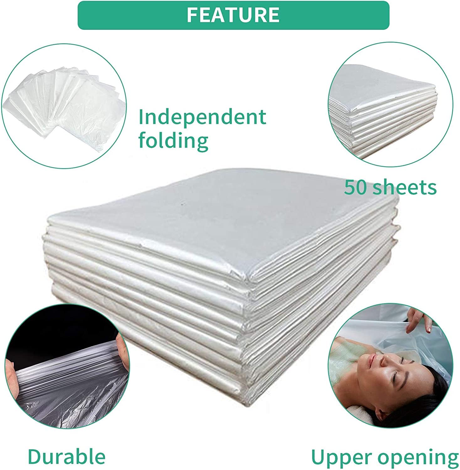 Draps De Sauna Jetables Lot De 50 218 X 119 Cm Housses En Plastique Couverture Infrarouge Pour Salon De Beauté Et Spa