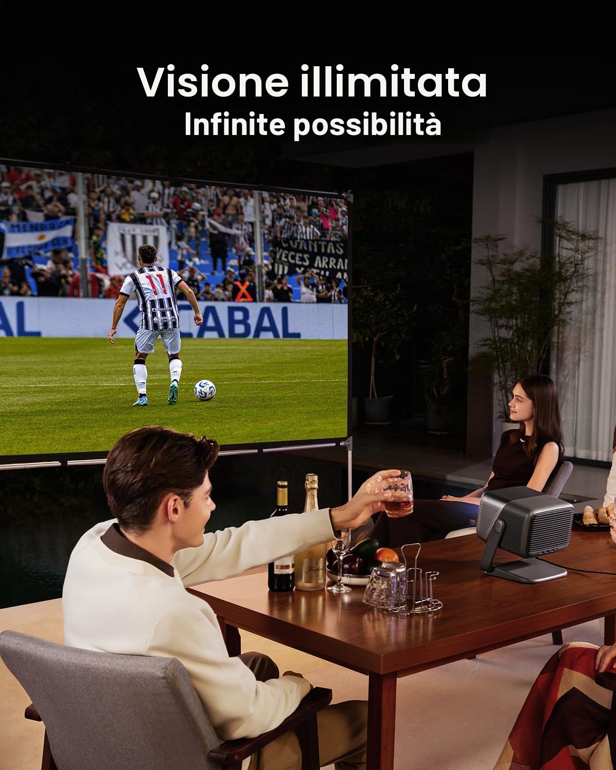 JMGO Schermo per proiettore da 100 pollici, supporto 4K/3D/HDR, anti-rughe, alto contrasto, proiezione frontale e posteriore, facile installazione per home theater, film all'aperto, ufficio e giochi