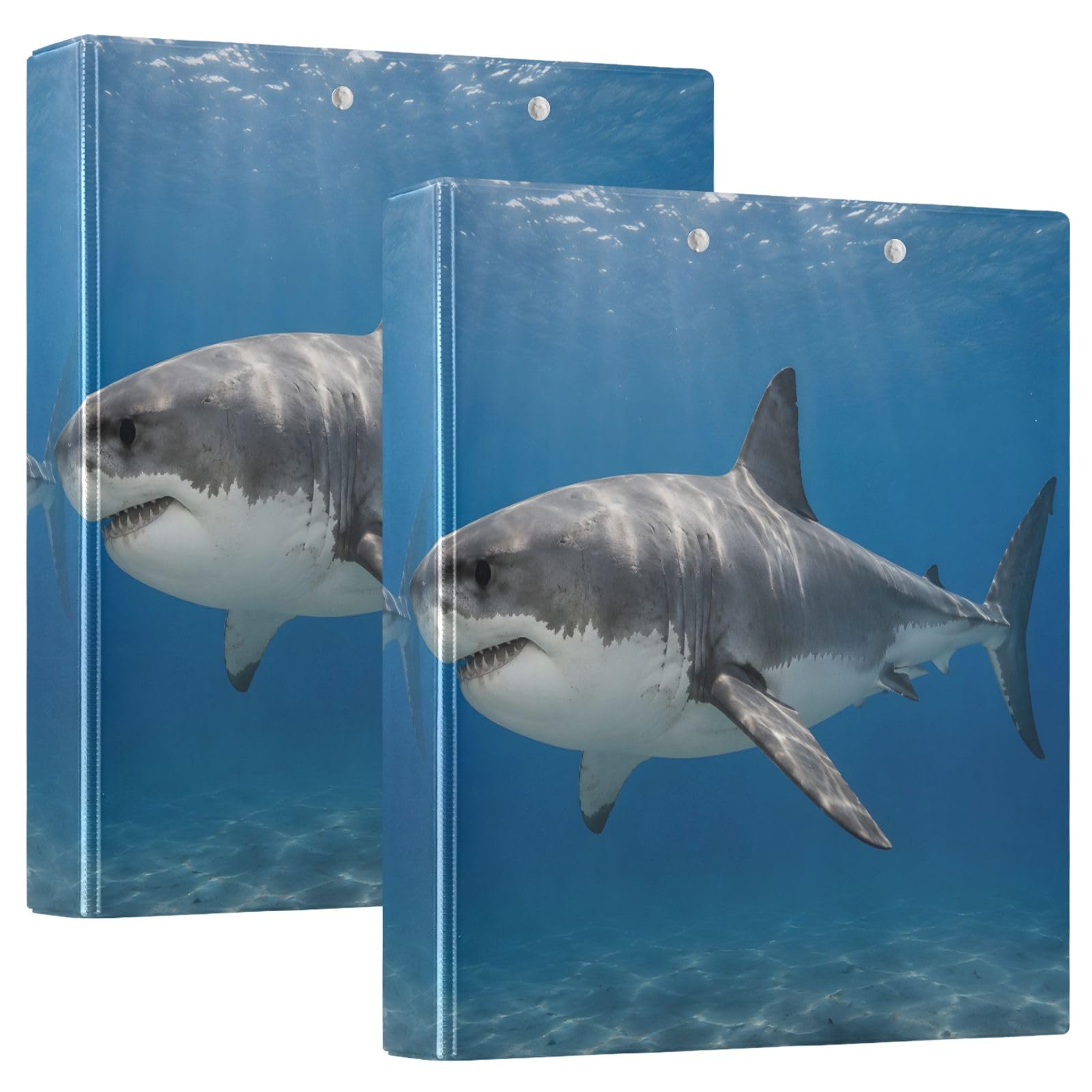 Raccoglitore a 3 anelli con squalo marino profondo da 3,8 cm, contiene 200 fogli, 3 raccoglitori ad anelli con clip in metallo antiscivolo