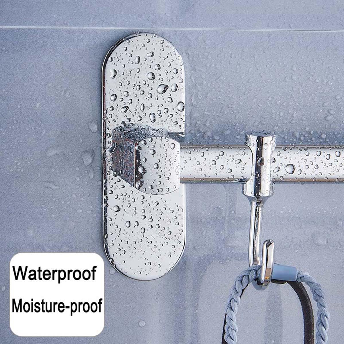 Portasciugamani in acciaio inox per bagno e cucina, impermeabile, adesivo, senza fori, 50 cm