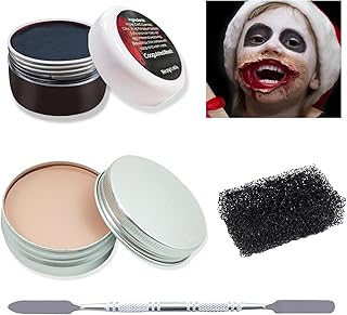 Halloween Fake Blood Scar Wax SFX Makeup Kit with Sponge Spatula Coagulated Stage Fake Blood Gel Washable for Halloween Zombie Vampire SFX Special Effects Makeup