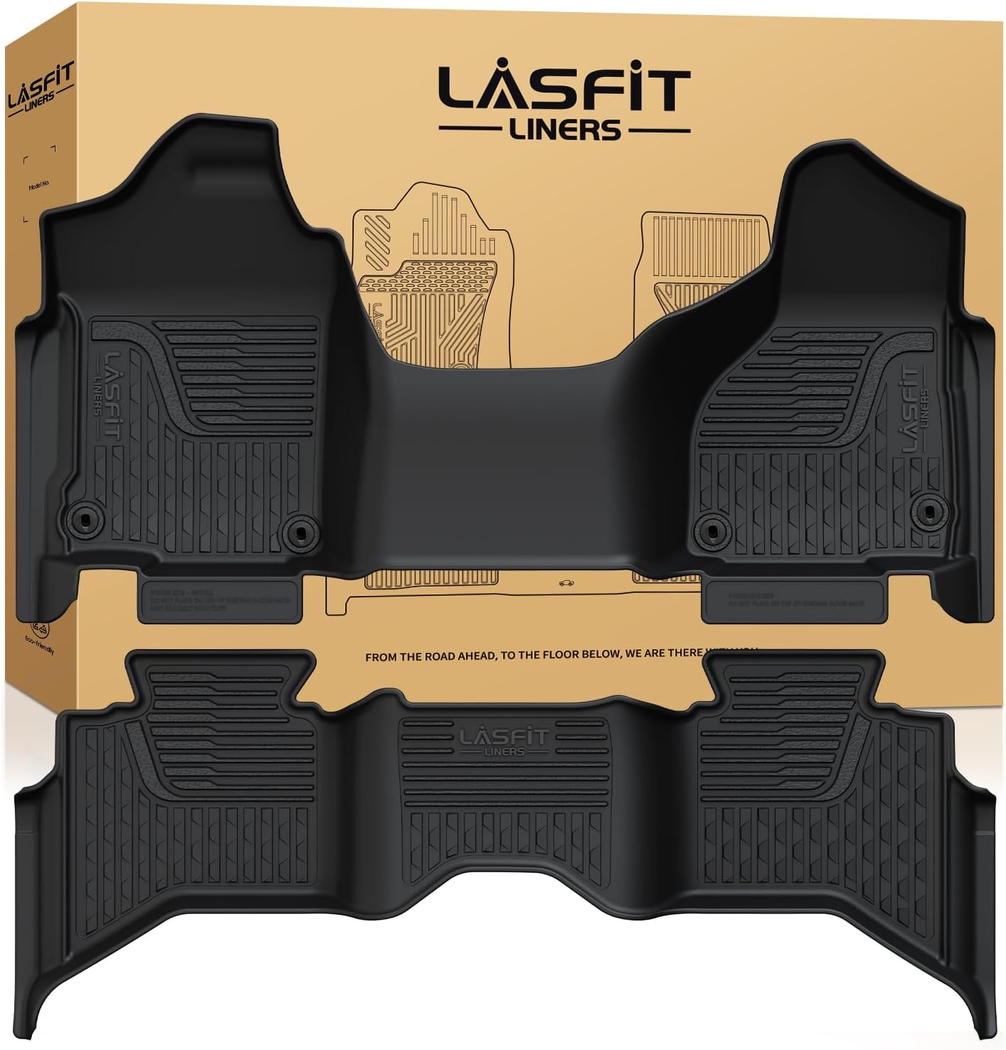LASFIT Floor Mats for Dodge Ram 1500 2013-2018 & 1500 Classic 2019-2024 Quad Cab Bench Seat(Not for Bucket Seat & Vinyl Flooring), All Weather TPE Custom Fit Car Mats Floor Liners 1st & 2nd Row, Black 1500 Quad Cab 2013-2018 Floor Mats