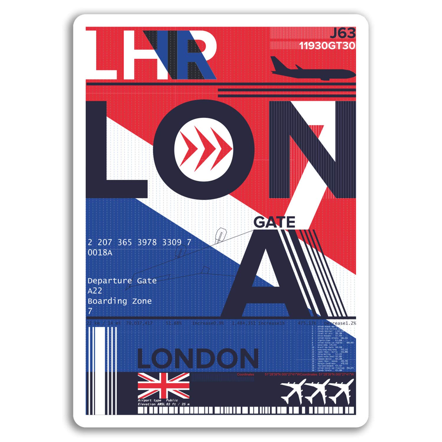 Destinationvinyl Multi 2 X 10Cm London Airport Vinyl Stickers - Travel Sticker Laptop Luggage #17122 (10Cm Tall)