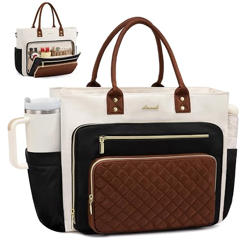 LOVEVOOK Teacher Tote Bag for Women Work, Laptop Bag With Large Cup Holder