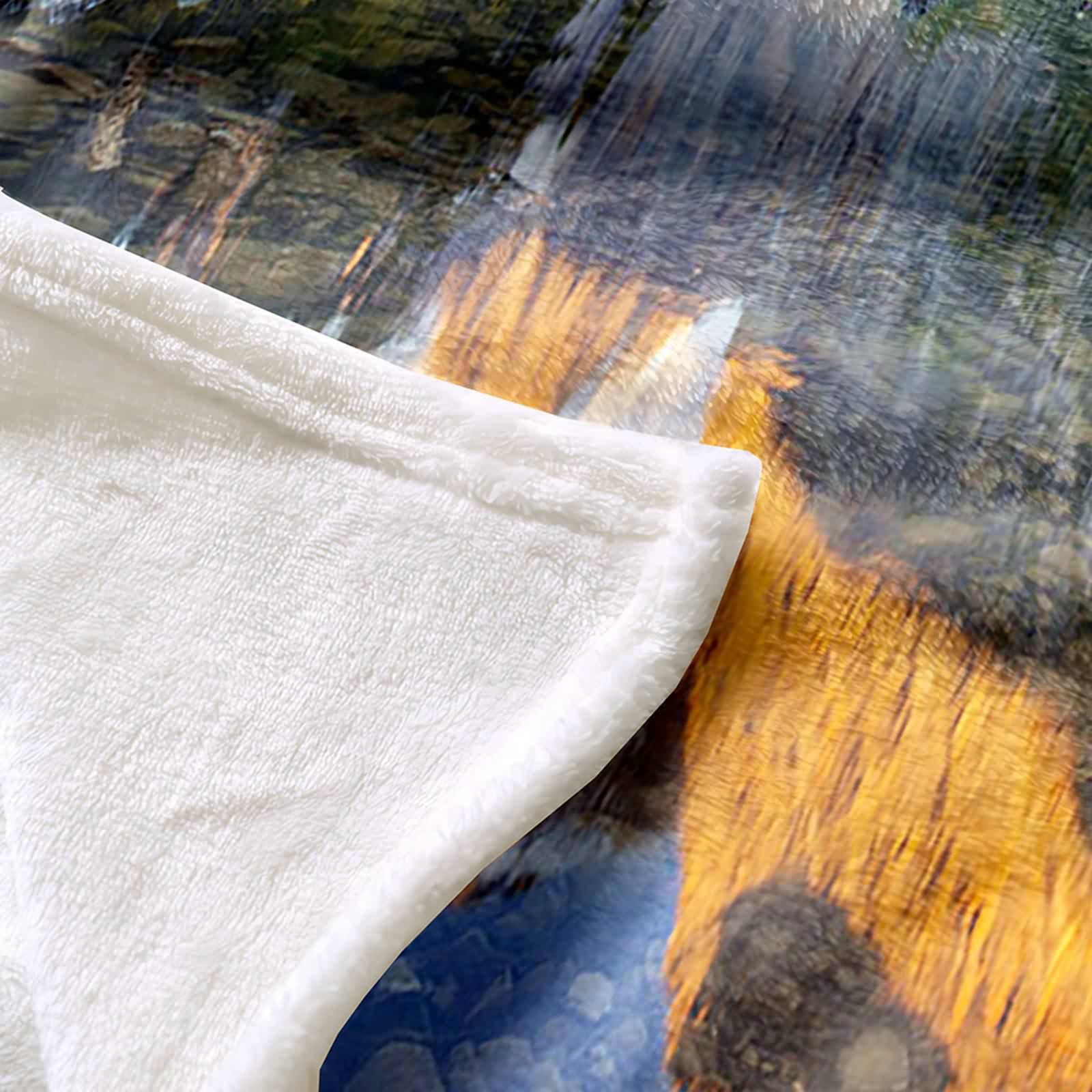 Aeici Couverture Polaire, Couverture Enfant Polaire Couverture 150x200 cm Lac Arbre Montagne Pierre Couverture Canapé Cadeau pour Adultes et Enfants