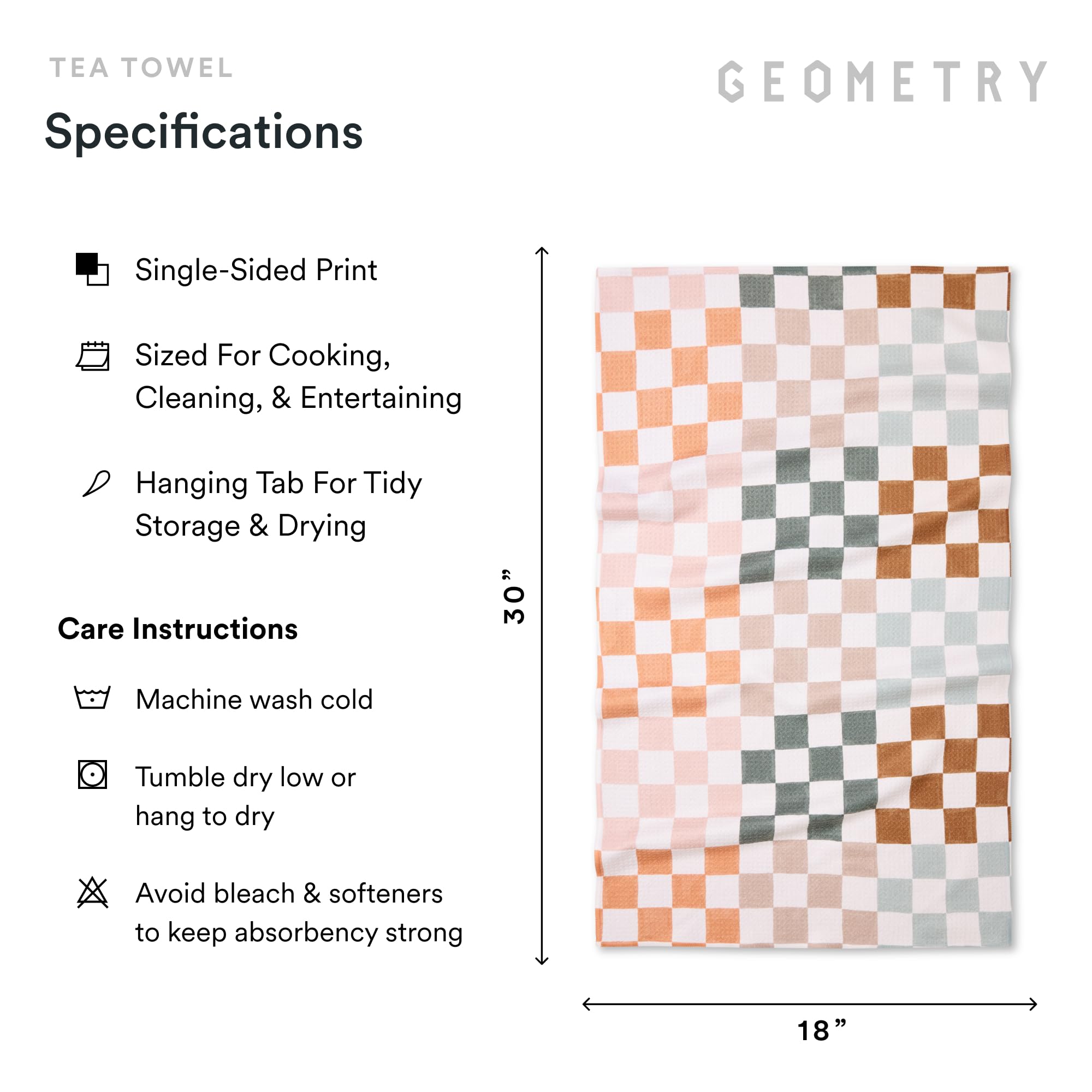 GEOMETRY Paño de Cocina – Paños de Cocina de Microfibra de Secado rápido para Secado de Cocina – Toalla de Secado rápido Premium – Semilla Ligera + Cuadros otoñales (Juego de 2 Unidades)