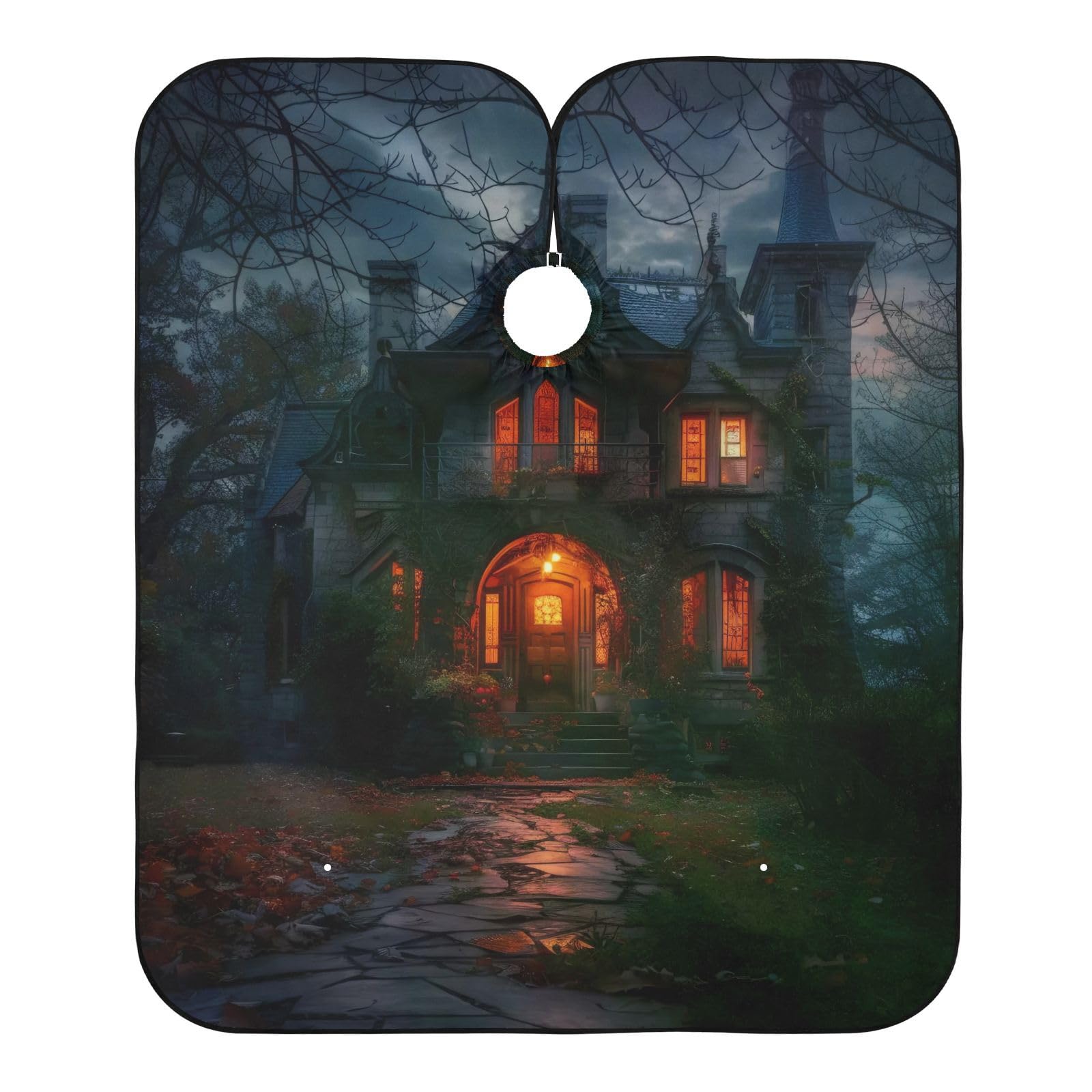 Takiito Halloween Castle Barber Cape for Men, Waterproof Haircut Cape Hairdressing Cape Beard Apron Cape for Salon Home Use, 55x65 in