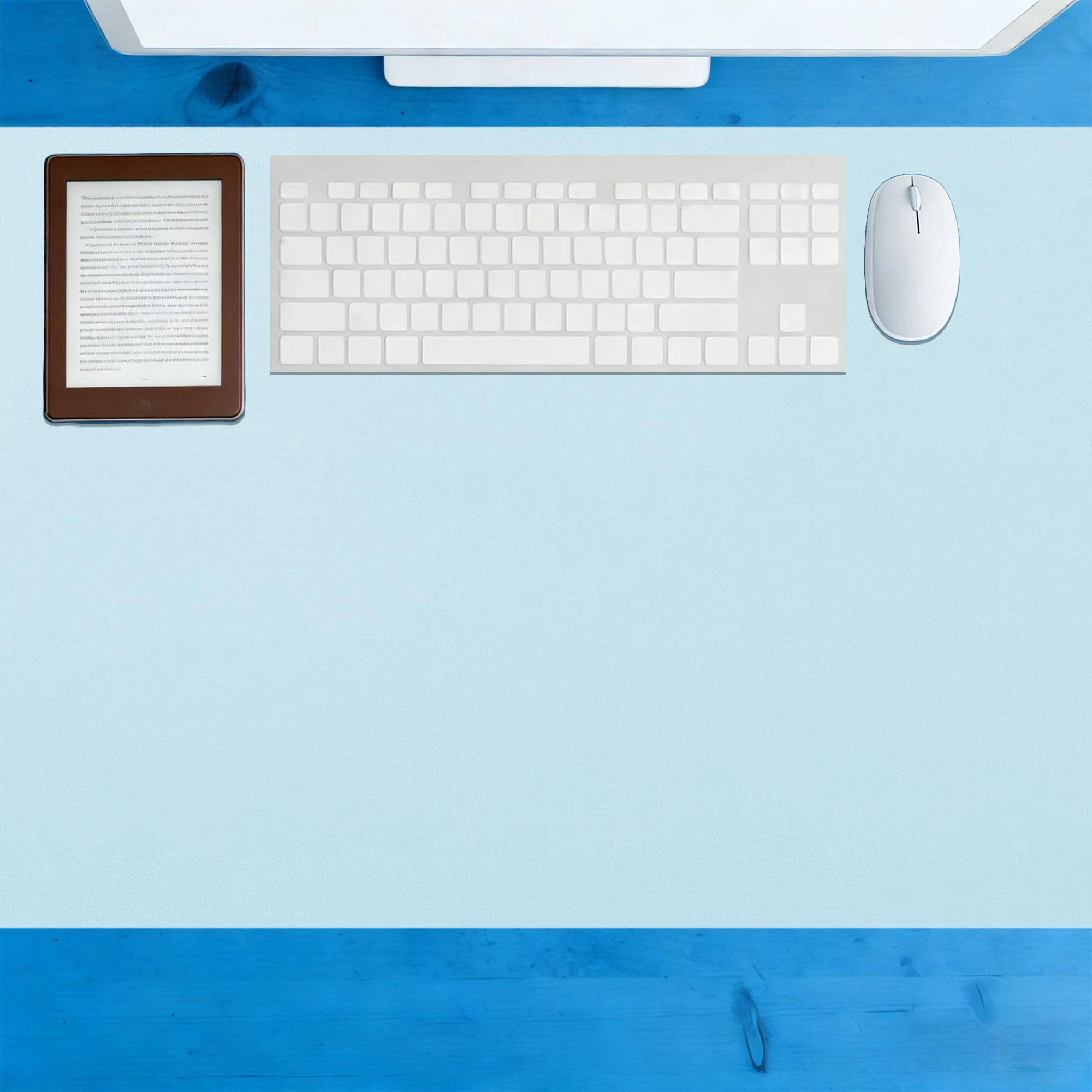 Leather Desk Mat 88 x 150 cm Non Slip Waterproof Desk Writing Pad Spill Resistant Durable Design for Office Home Decor, Blue
