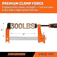 Vista 3 de Jorgensen Juego de 2 abrazaderas de barra de acero, 4 pulgadas de servicio ligero, límite de carga de 300 libras, para carpintería