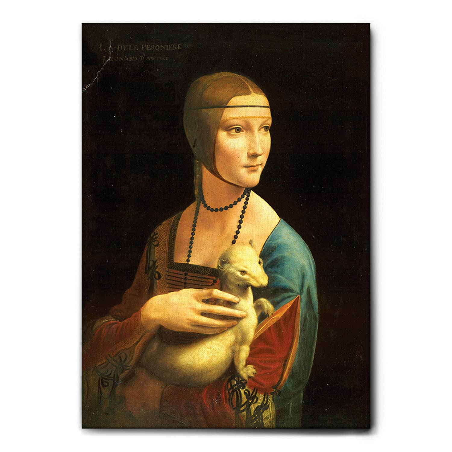 Giallobus - Cadre - Leonardo Da Vinci - Dame à l'hermine 2 - Toile - 50x70 - Prêt à accrocher - Peintures Modernes pour la Maison