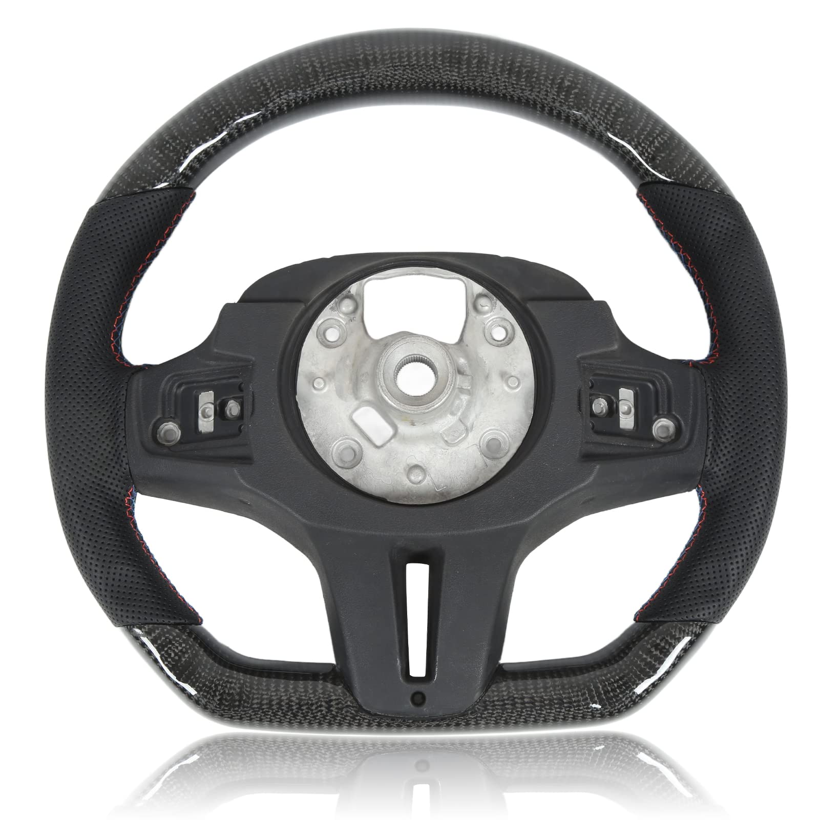 Kudoo LED Steering Wheel, Carbon Fiber Steering Wheel Cover Flat Bottom Steering Wheel with RGB LED Shift Lights Universal Replacement Car Accessories Fit for M5 F90 2018‑2022, Easy to Install