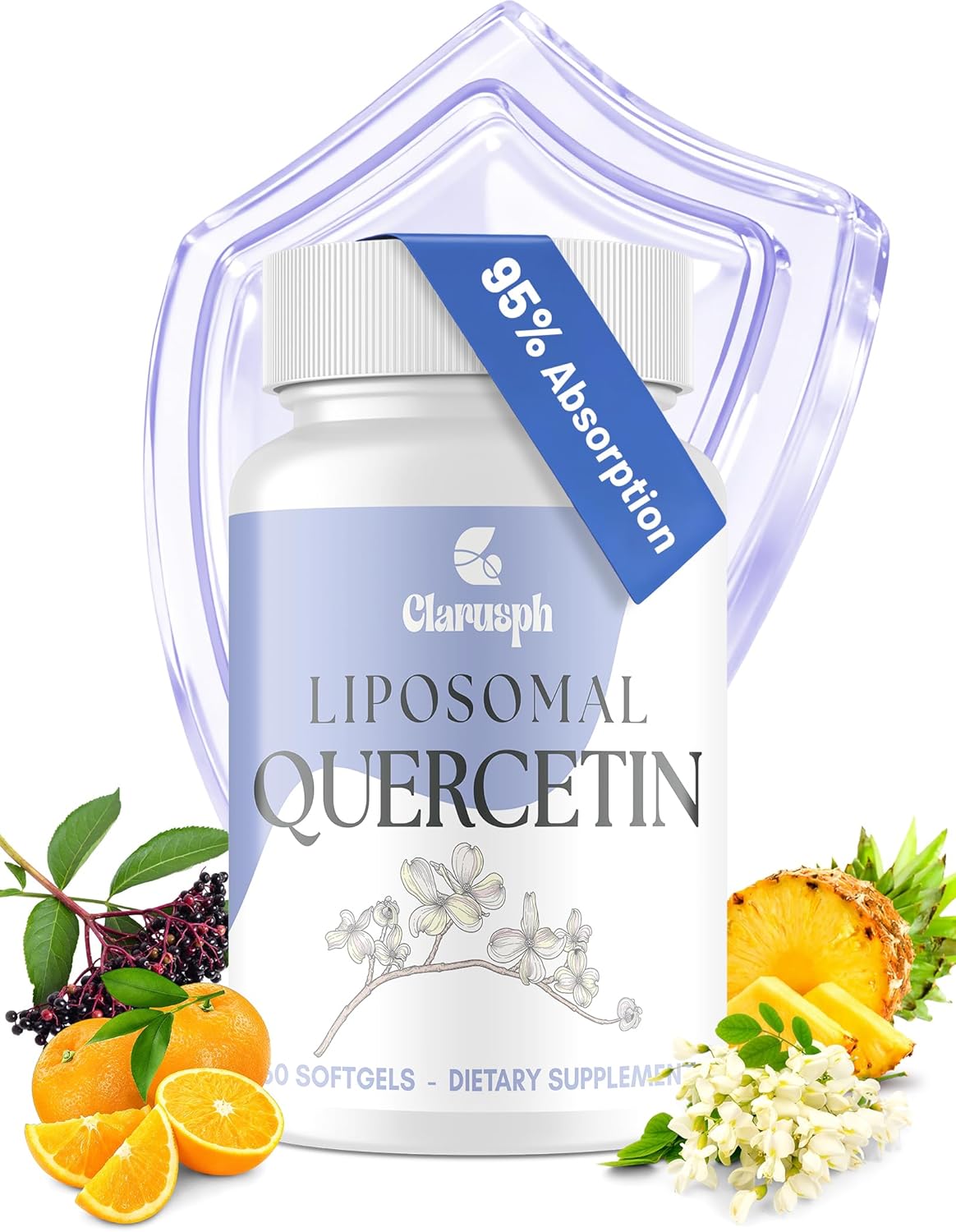 ブロメラインを含むケルセチン | 呼吸器と季節の課題のためのリポソーム ケルセチン サプリメント | ビタミン C と亜鉛を含むケルセチン 1000mg | ケルセチン コンプレックス バイオフラボノイド、60 ソフトジェル