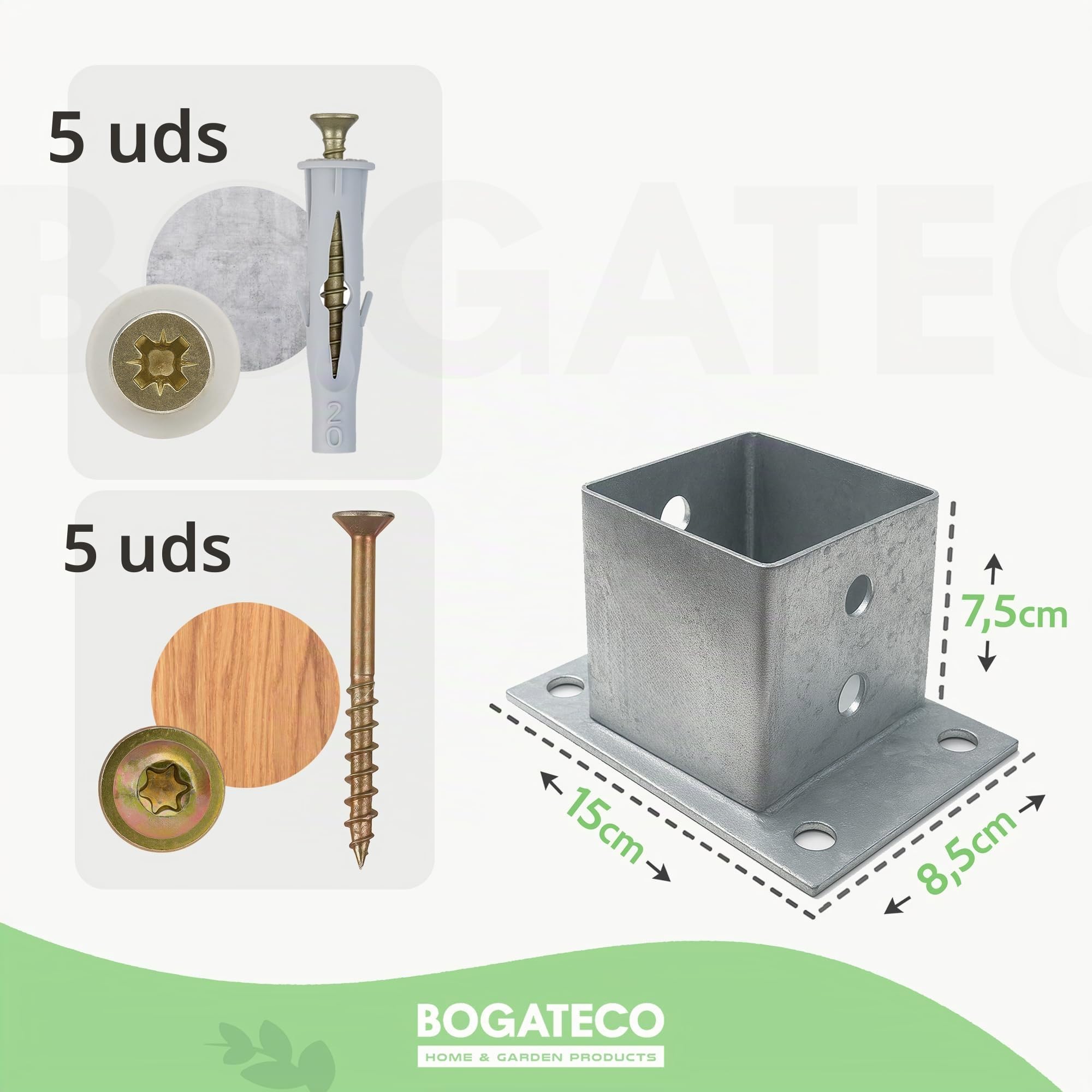 Bogateco Valla de madera de doble cuerda, 10 m, juego completo de cierre con 2 cuerdas de yute de 30 mm y postes de madera, madera impregnada con anclaje al suelo para atornillar, color marrón oscuro