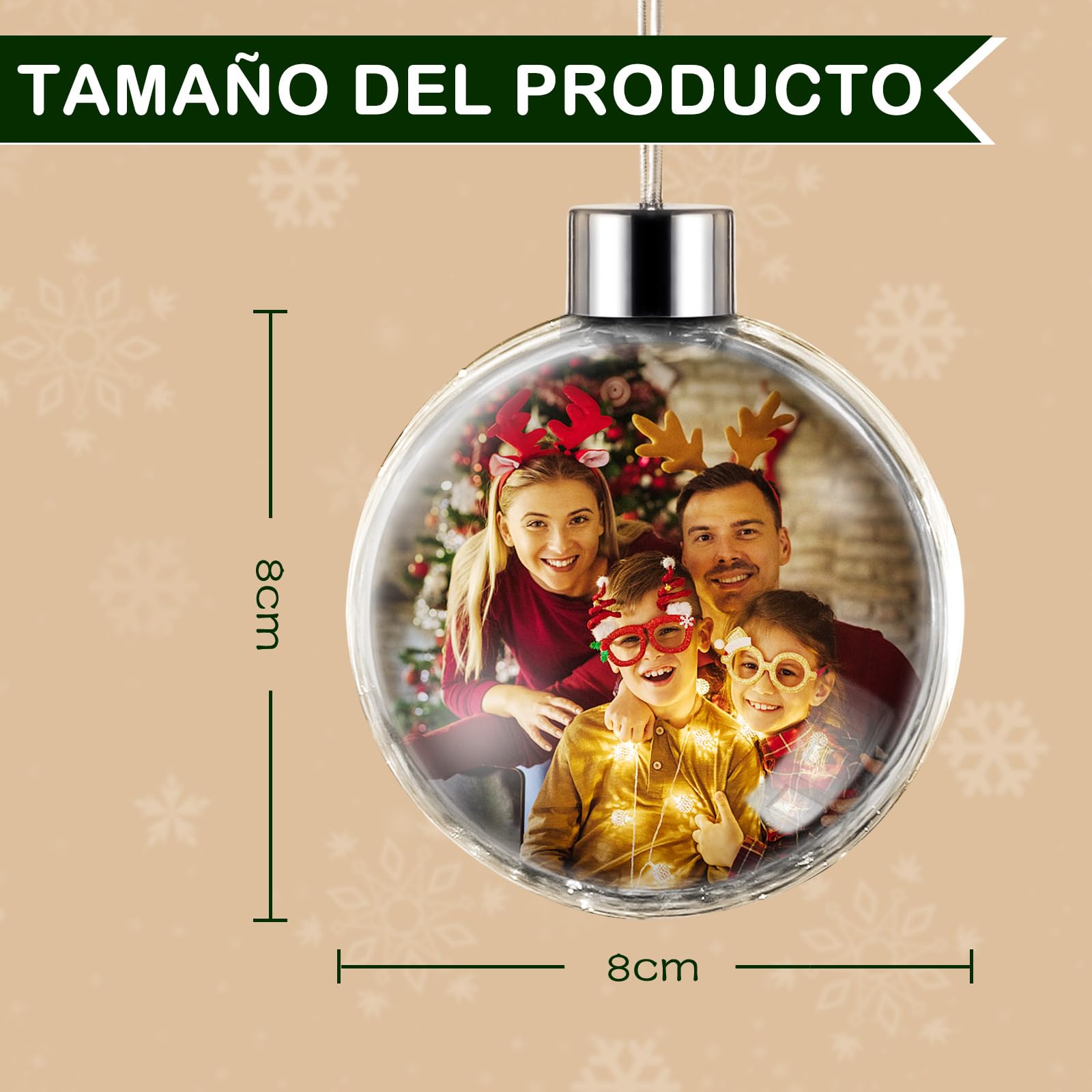 Bolas Navidad Personalizadas - Foto Impresa En Ambos Lados - Bolas Navidad Personalizadas-Adorno Navidad Personalizado, Adecuada para Familias, Regalo para Familiares, Amigos