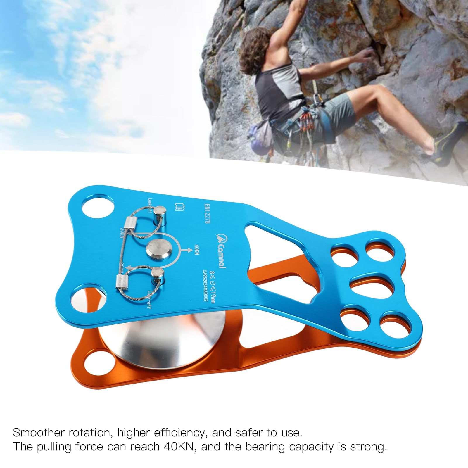 Polea de Escalada en Roca de 60 Mm, Polea de una Sola Resistente de 40 KN con Rodamientos de Bolas Sellados y Aluminio de Aviación 7075, para Trabajos a Gran Altitud,