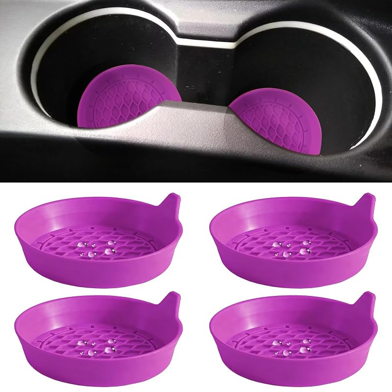 Kit com 4 porta-copos redondos de silicone para carro BFXM, roxo, modelo CC-P-4