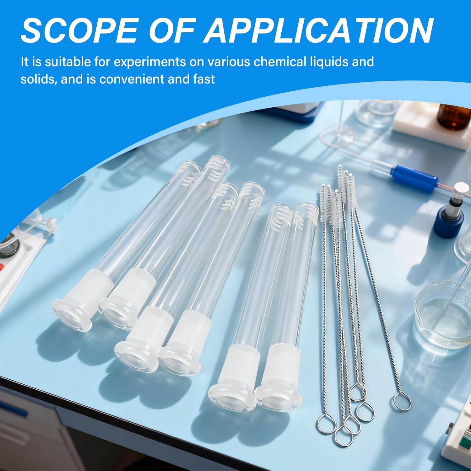 14cm Transparent Experimental Tool-6PCS,with 6 Small Cleaning Brushes, Anti-Drop Design, Heat-Resistant,Suit Forhome Experiment Enthusiasts, Lab Small Experiments