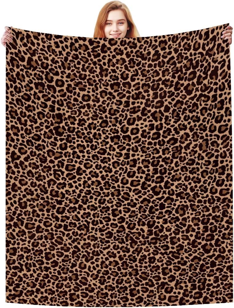 Bzjqh Dark Brown Leopard Print Blanket, Soft Leopard Print Fleece Throw Blanket, Cozy Lightweight Flannel Plush For Bed Couch Sofa, Perfect For Adults Kids Home Decor And Gift 100X150cm (Dark Brown)