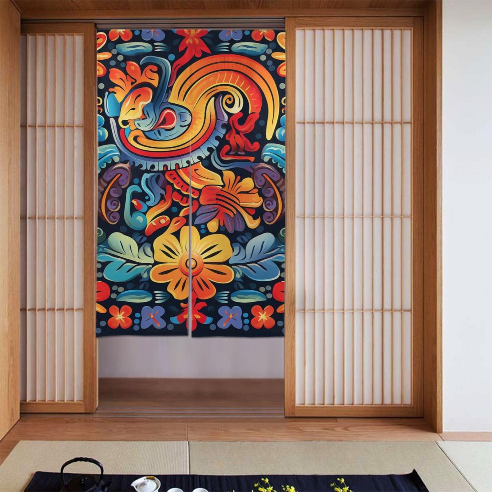 FodPand Personalized Door Curtain for Doorway Privac 34"X 56", Blackout Kitchen Curtains Window Treatment 2 Panel Mexican Door Curtain Tapestry Hanging Room Divider Home Decor