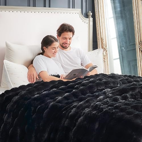 Miniatura 14 de Cozy Bliss Manta de Tiro de Piel Sintética para Sofá, Manta de Felpa Suave Difusa y Gruesa de Burbujas para Sofá Dormitorio Sala de Estar, 50 * 60