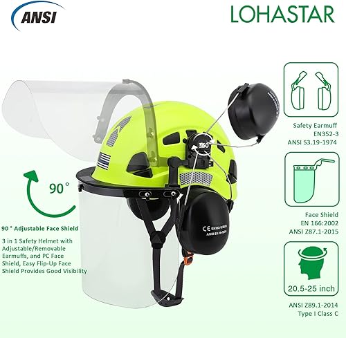 Miniatura 5 de Casco de seguridad para construcción, casco de seguridad ventilado LOHASTAR ANSI Z89.1 aprobado por la OSHA con correa para la barbilla