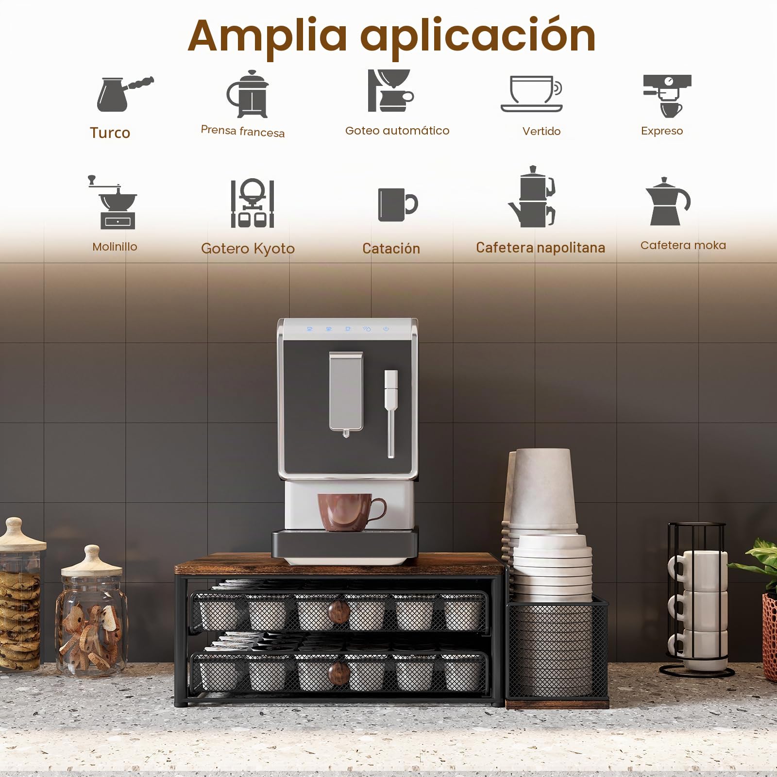TQVAI Cajón para Almacenaje Cápsulas para 60 Cápsulas, 2 Niveles Cafetera Capsulas Organizador, Capsulas Cafe Compatibles Dolce Gusto Cajones, Negro