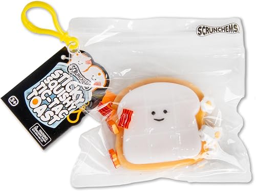 SCRUNCHEMS Sticky Squishy Tic-Tac-Toast, Interactive Fidget Toy with Bacon and E