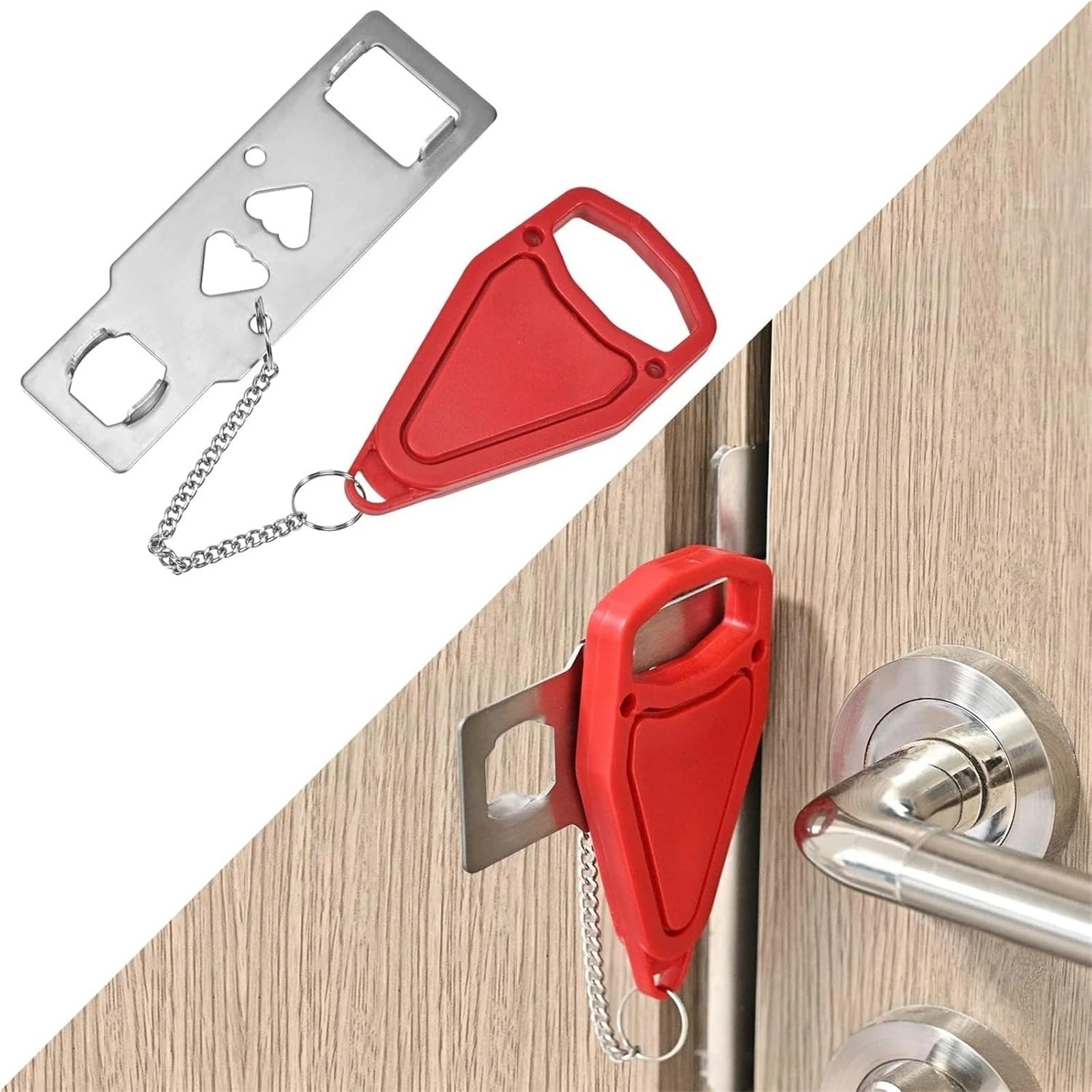 Türschloss für unterwegs, Tragbares Sicherheits-Türschloss aus Edelstahl und ABS, mehrfarbig, 1/2/5/10 Stück: for Reisen Hotels(Black,10Pcs)