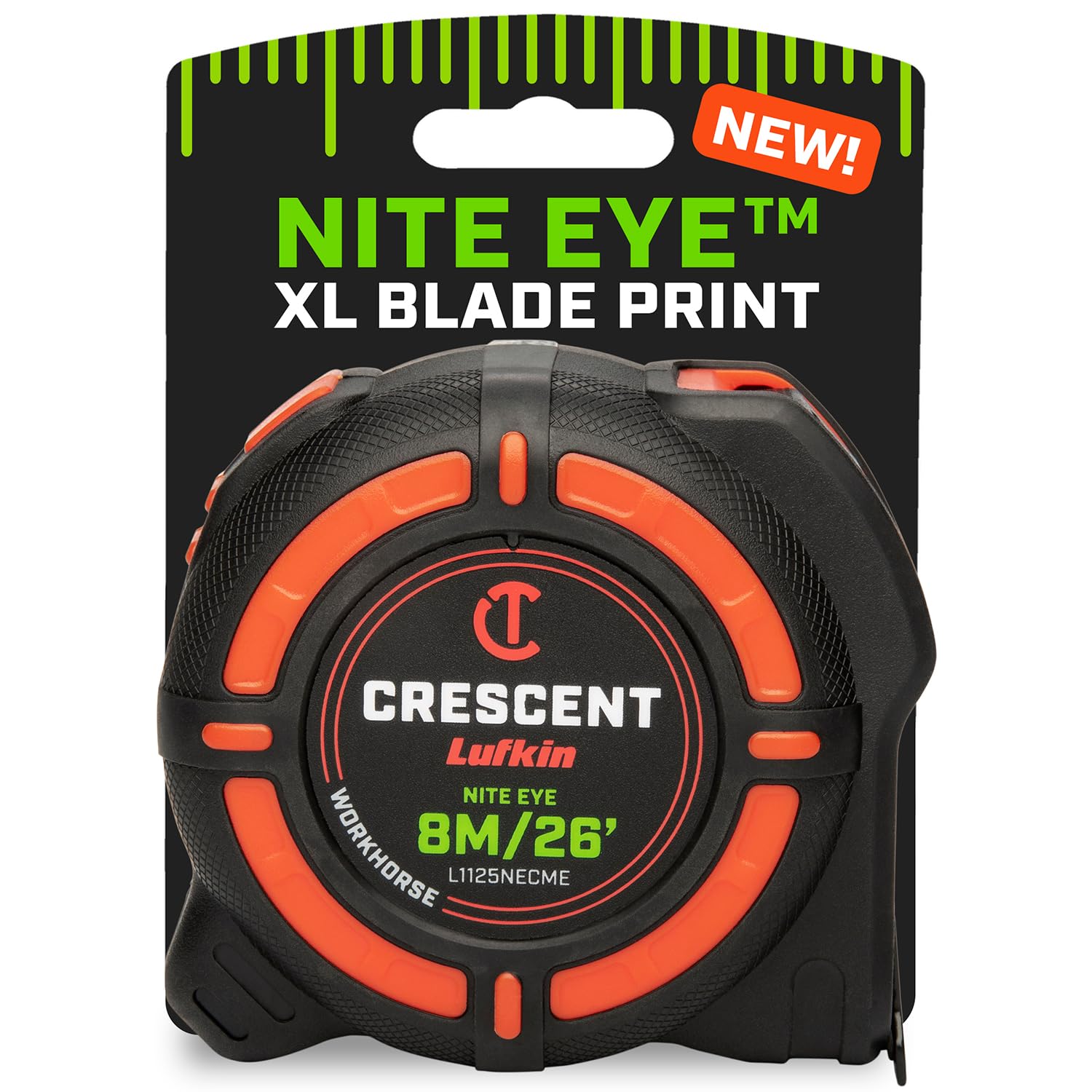 Crescent Lufkin 8 Meter / 25 Ft. Workhorse NITE Eye Tape Measure | L1125NECME