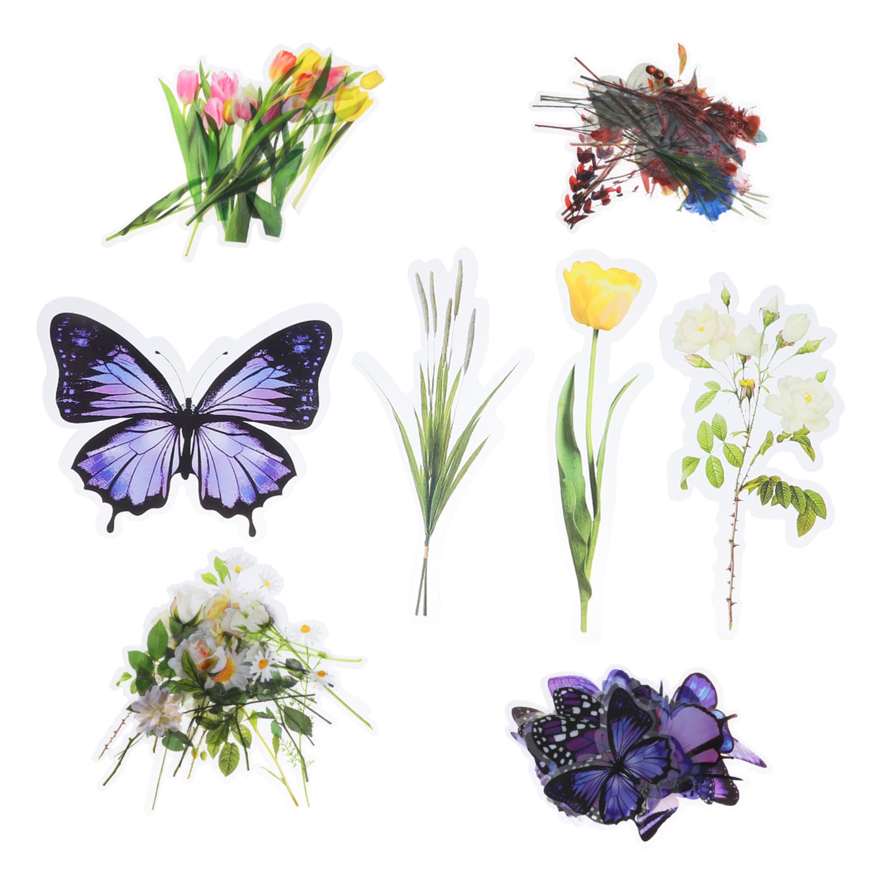 4 Pièces Autocollants Floraux Rétro de Stickers Diy pour Scrapbooking Journal Décorations avec Fleurs Auto Adhésifs par Paquet
