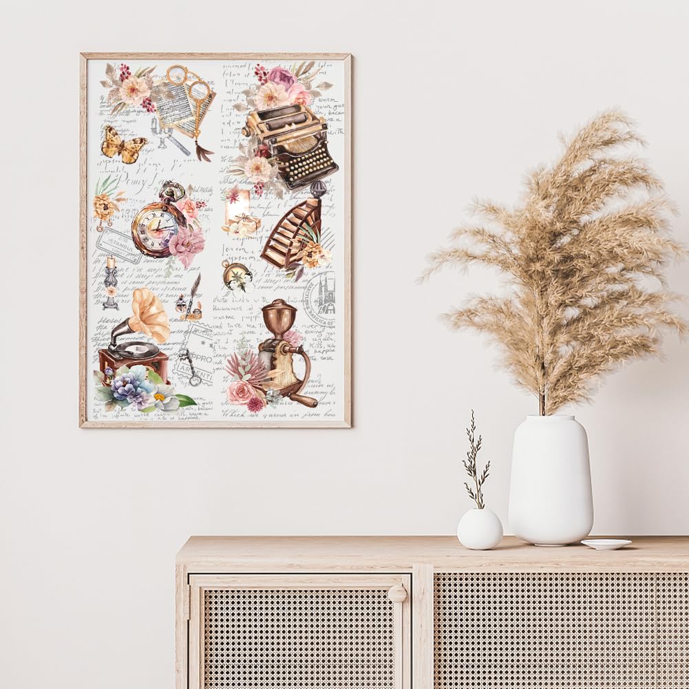 3 Pcs Scrapbook Flower Rub On Transfers For Furniture And Crafts Decals 6x12 Inch Furniture Transfer