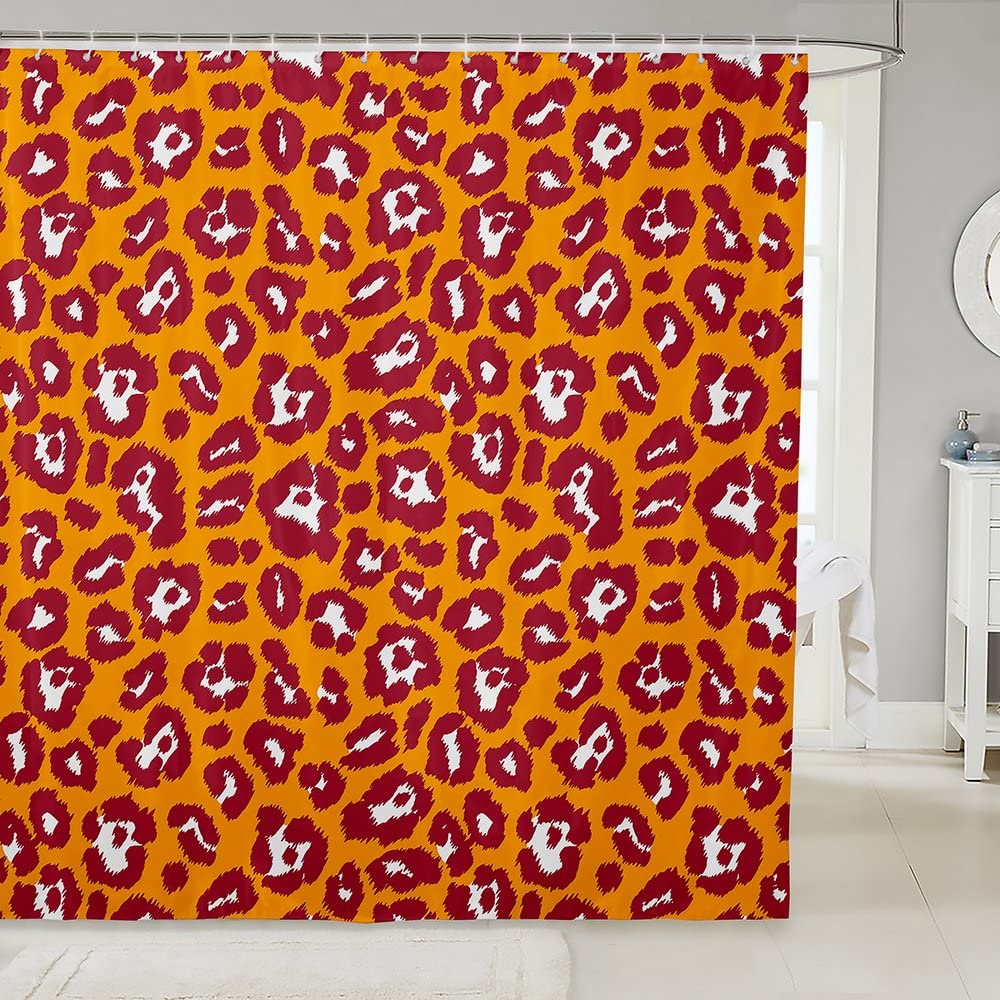 Tenda Da Doccia Con Stampe Tropicali Rosa Leopardate E Palme - Tessuto In Poliestere Impermeabile Per Bagno, Set Completo Con 12 Ganci Inclusi, Decorazione Elegante E Resistente, 170x182 Cm