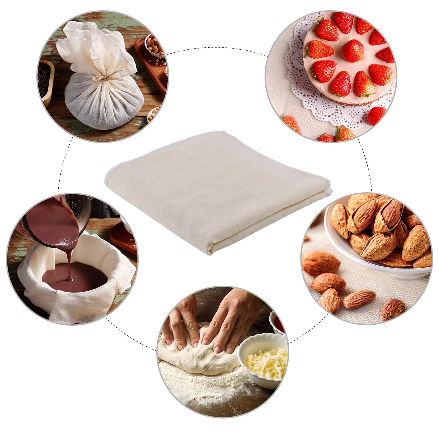 Cheesecloth Confezione Da 12 Panni In Cotone 50x50 Cm | Garza Riutilizzabile Per Cucina, Filtrare E Scolare - 4