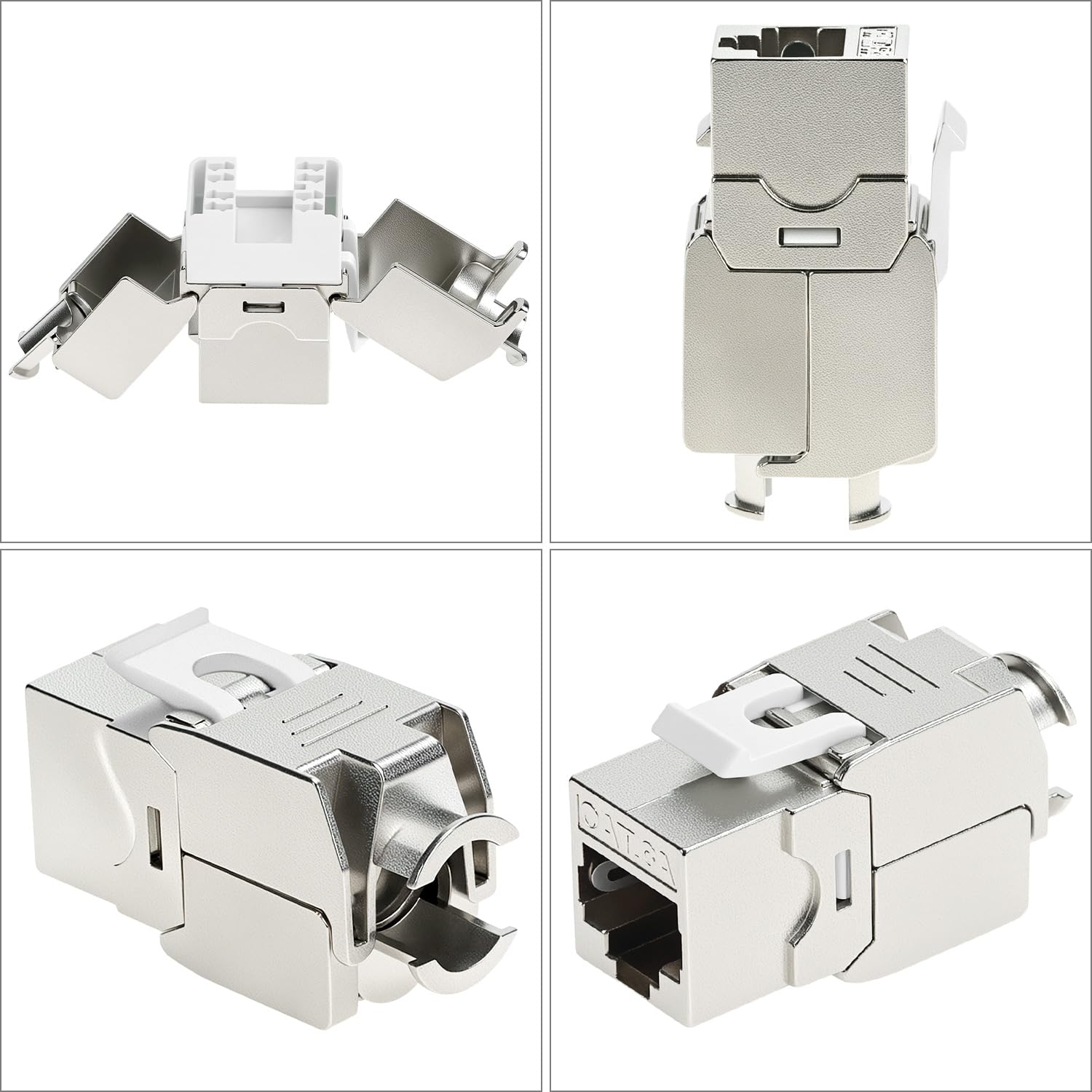 QWORK® Pack de 24 Module Keystone RJ45 Cat-6A Blindé - 500 MHz, 10 Gbits/s - Montage sans Outil
