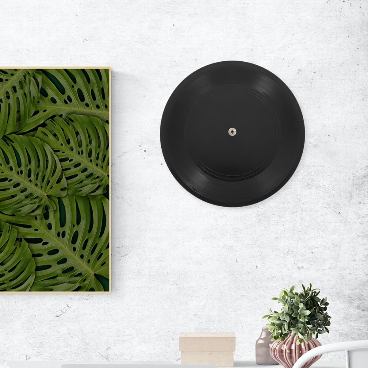 Angoily 10 Pezzi Dischi in Vinile Decorativi Neri da 12 Pollici, Esposizione da Parete per Arredamento Estetico di Camere, Supporto per Mensola e Decorazioni per Soggiorno e Studio