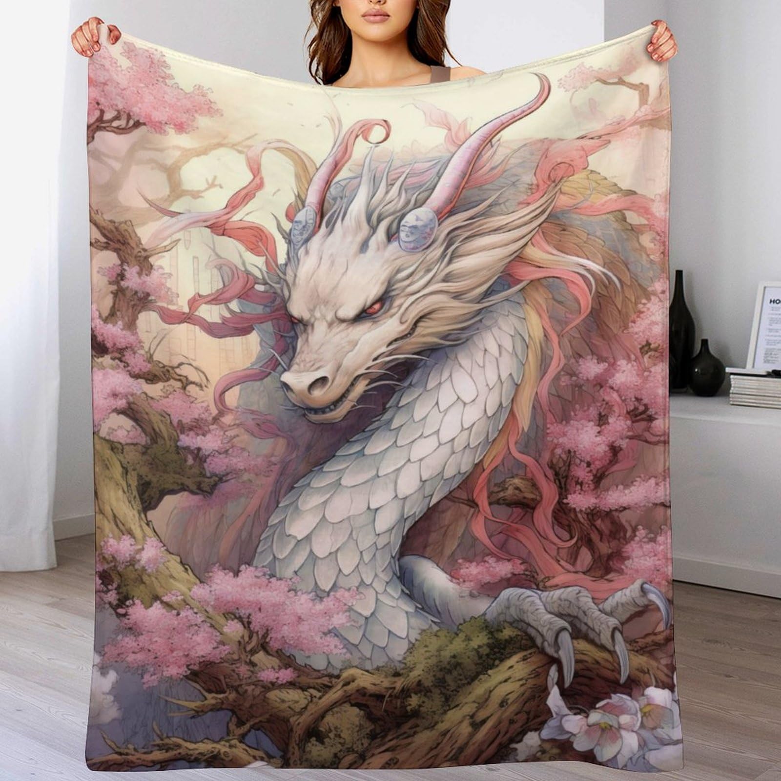Plaid japonais dragon couverture en lit épaisse douce de qualité premium
