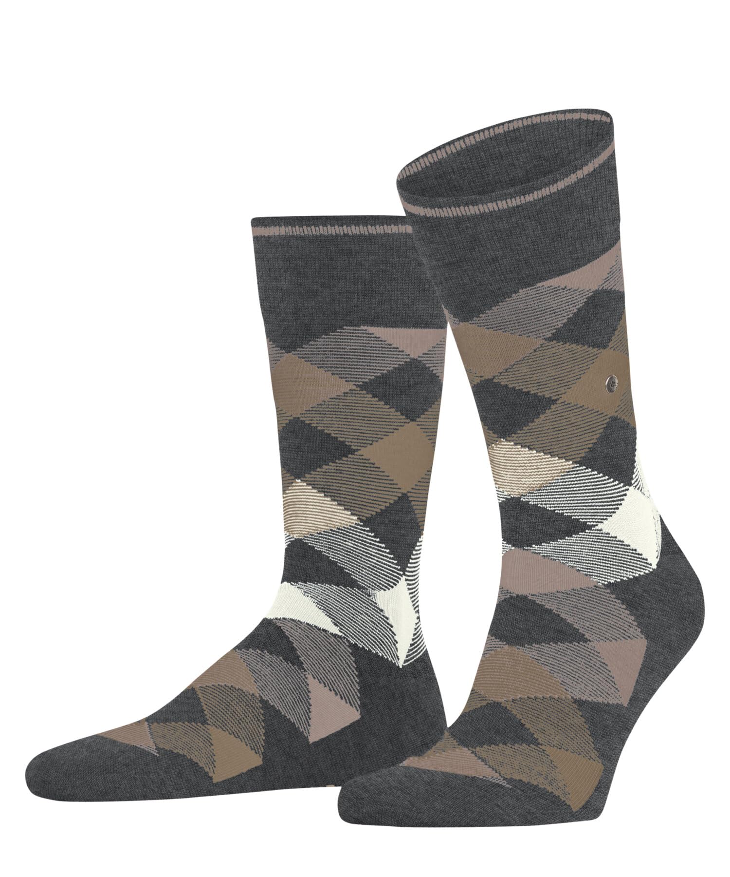 Burlington Men's Grey Dark 3073 Newcastle M So Wool Patterned 1 Pair Socks, 6.5-11