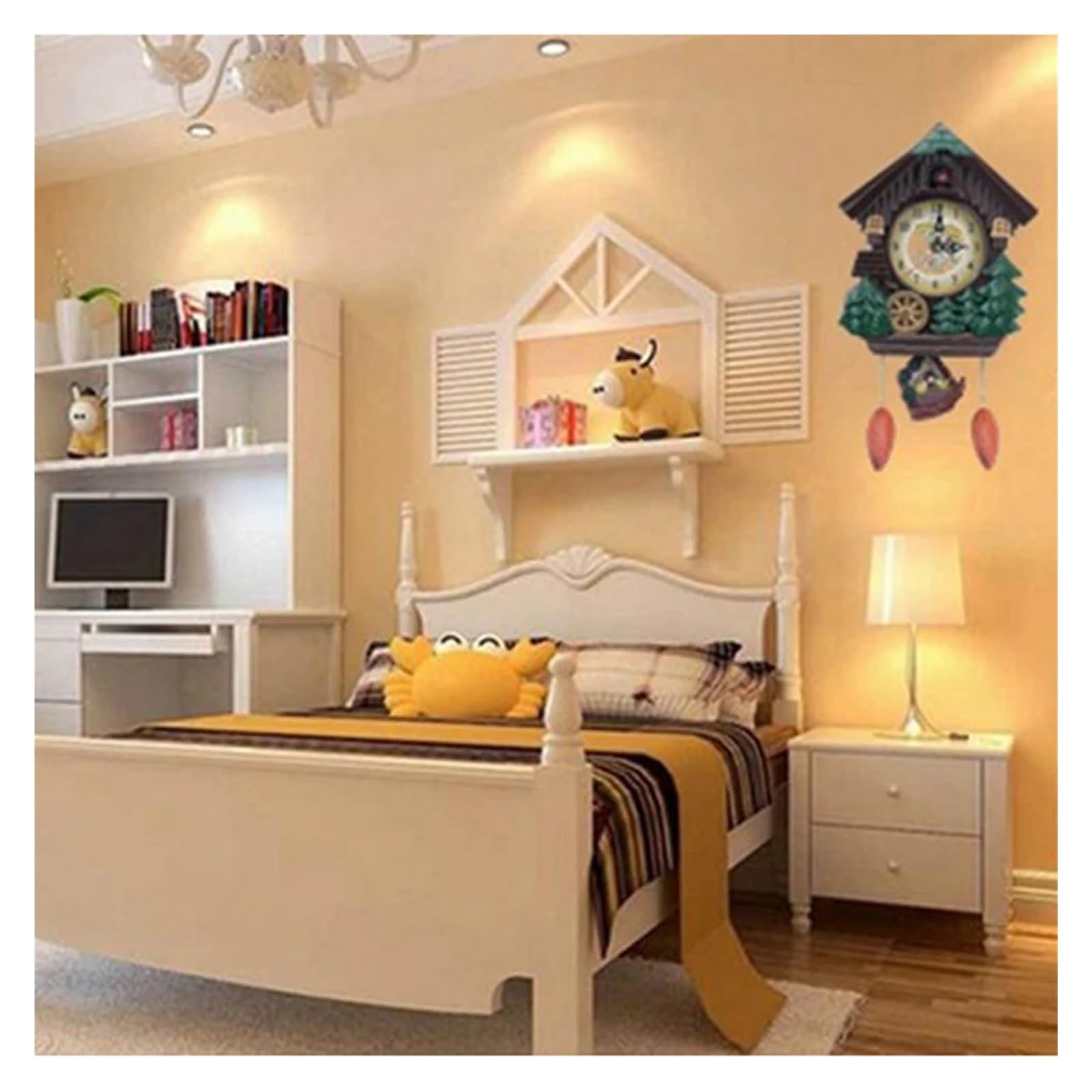 Relojes De Cuco Reloj de Cuco con péndulo, Reloj de Pared, Reloj Despertador con Campana de Tiempo for Sala de Estar, Reloj Despertador de 10 Pulgadas for decoración del hogar(Option 2)