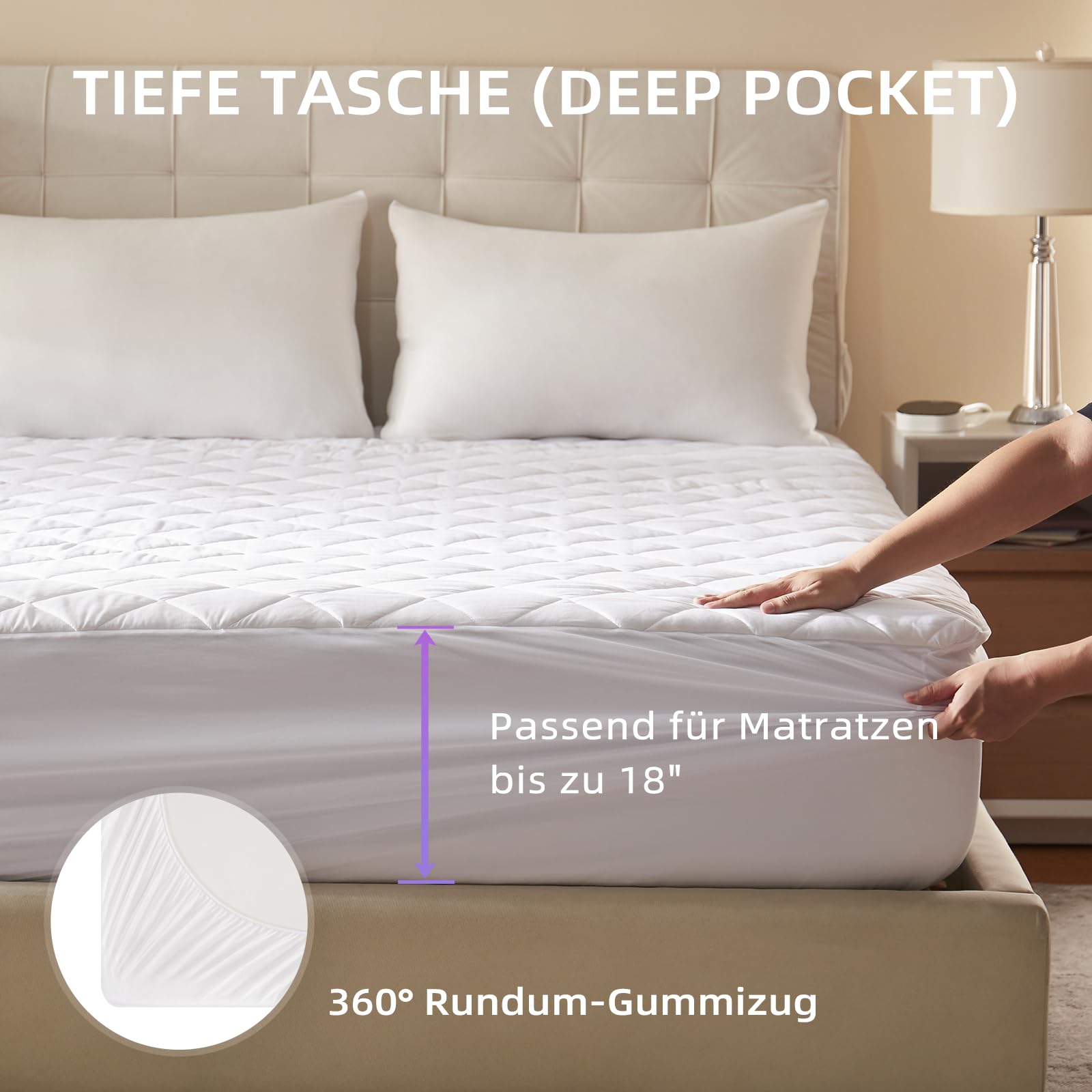 WLAN-Wärmeunterbett 160×200 cm (Queen Size), elektrisches Heizunterbett mit 9 Heizstufen, 1–12 Std. Abschaltautomatik, extra Tiefe Taschen, maschinenwaschbar, diamantgesteppt