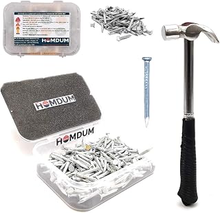 Homdum Claw Hammer 1/2 Lb and Concrete Nails 1 1/2inch (38 mm) Combo, 200g Drop Forged Head Hammer with Soft Grip Tubular ... Price In India