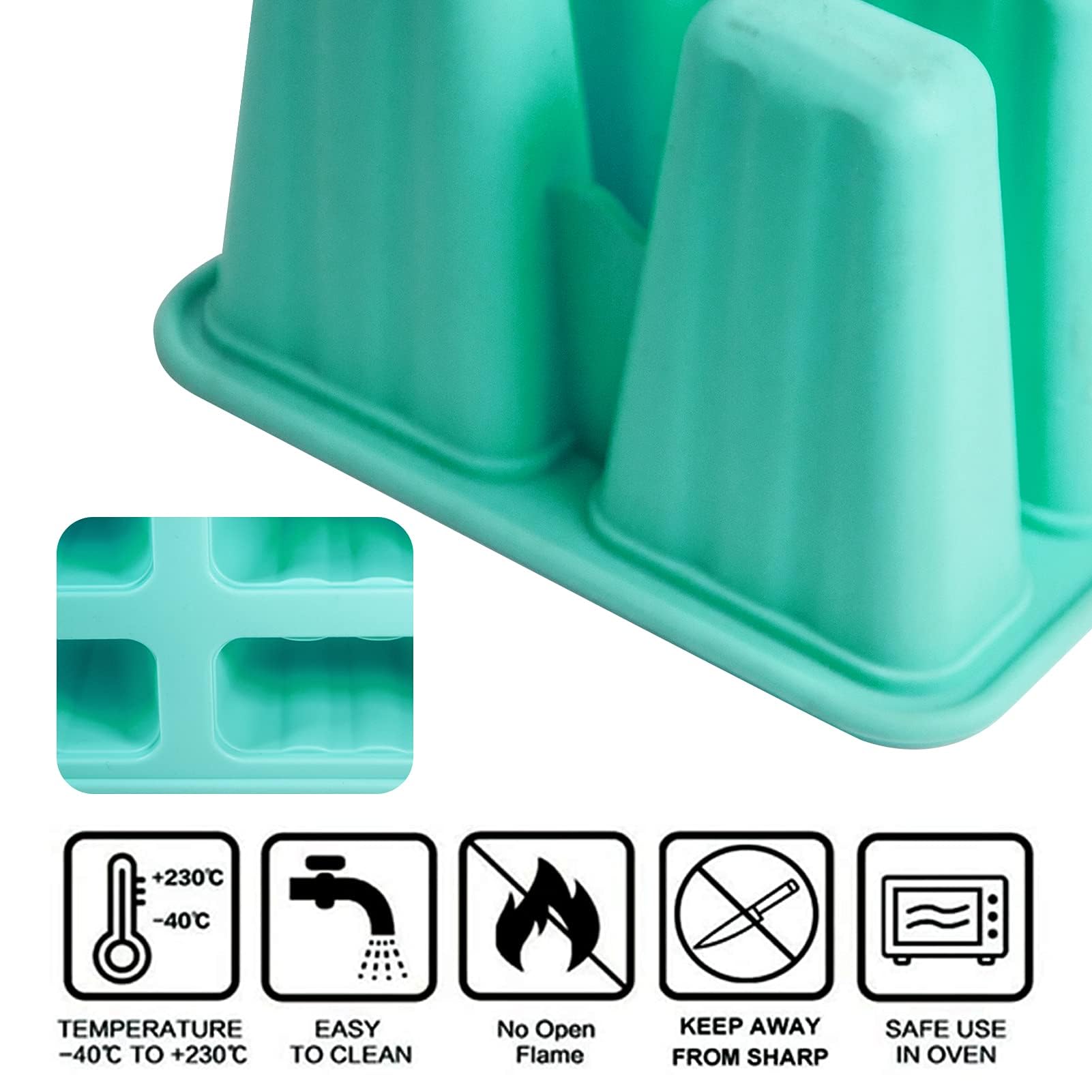 Molde de Silicona para Helados, Reutilizables y Libres de BPA, Incluyen un Cepillo de Limpieza y Embudo de Silicona Plegable, Fácil de Usar para Helados Caseros (12 Cavidades - Verde)