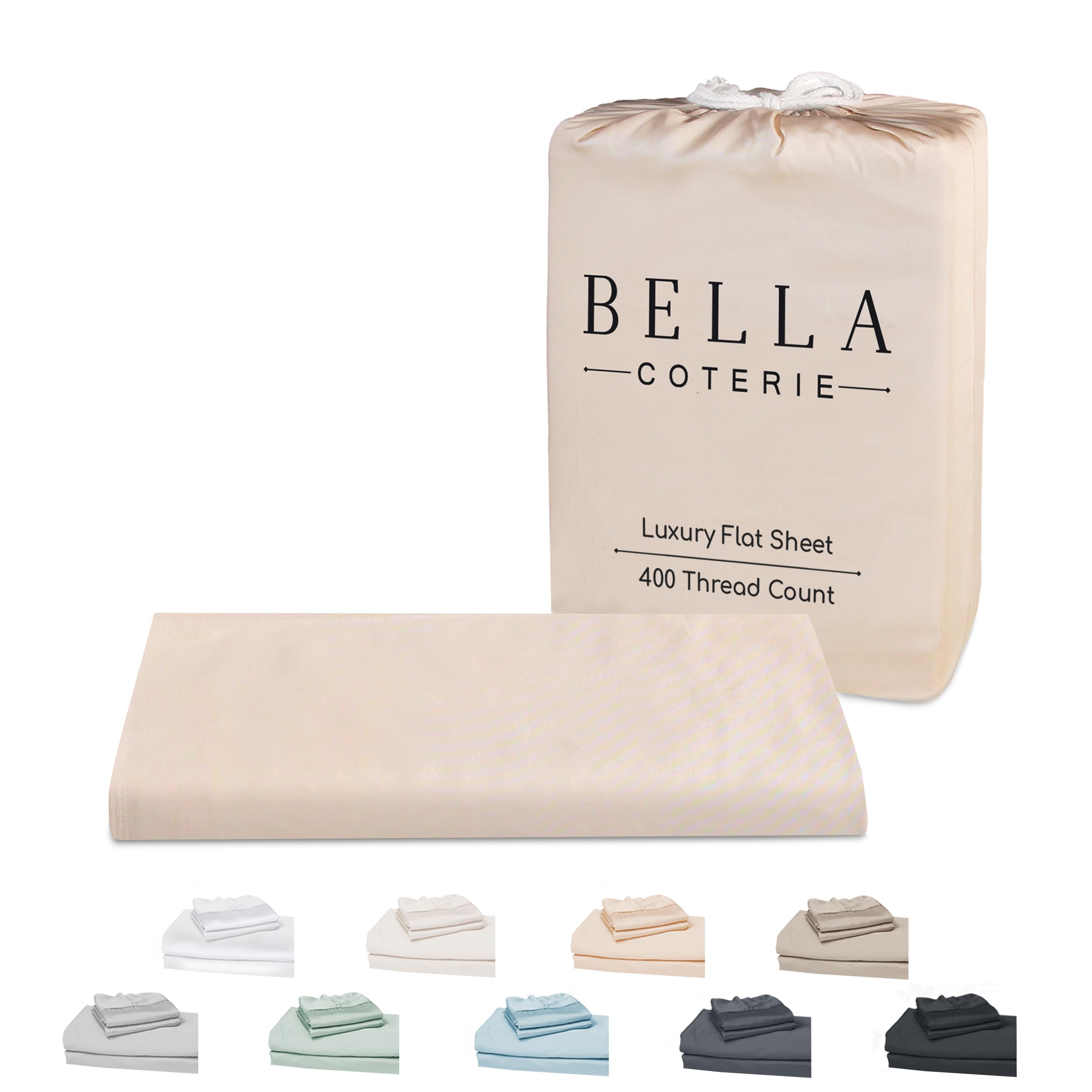 Bc Bella Coterie Champagne Bella Coterie Luxury King Bamboo Viscose Flat Sheet | 100% Organically Grown | Ultra Soft | Cooling For Hot Sleepers [Champagne] Size 18