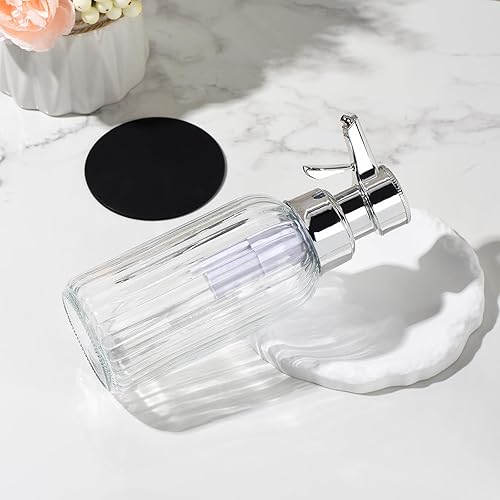 Miniatura 6 de Dispensador automático de jabón espumoso, dispensador de jabón de manos de vidrio transparente de 17 onzas con bomba de sensor táctil ABS, funciona