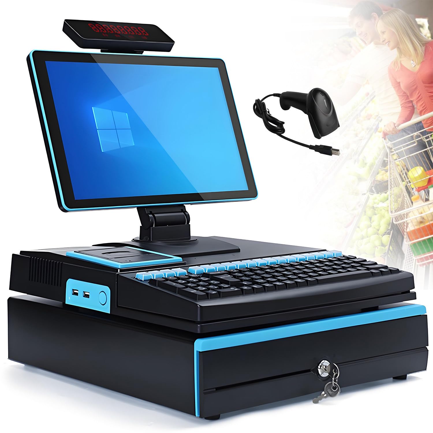 Caja registradora electrónica con pantalla LED de 15.6" para agilizar tus cobros en caja