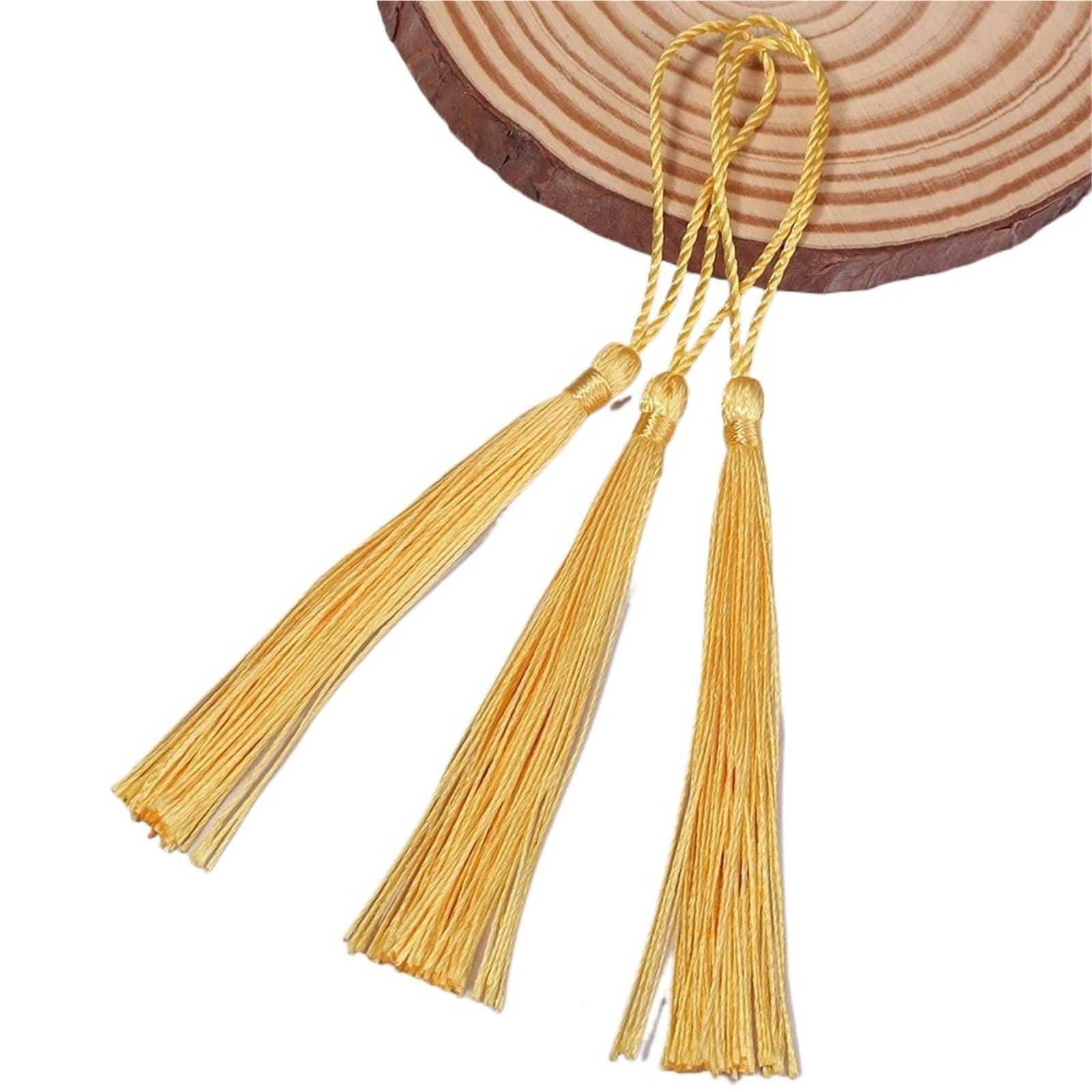 Mini Tassels 200Pcs 13cm/5Inch Silky Floss Bookmark Tassels Hanging Spike Rope Crafts For Bookmark Making DIY Craft Accessory for Crafts(Yellow,300pcs)