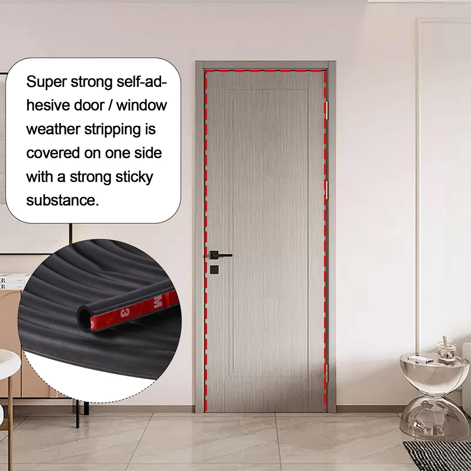 33Ft Weather Stripping, Weather Stripping Door Seal for Door Frame/Window Seal, D Shape Door Seal Strip Self-Adhesive Backing Seals Large Gap (from 5/16 inch to 11/20 inch)