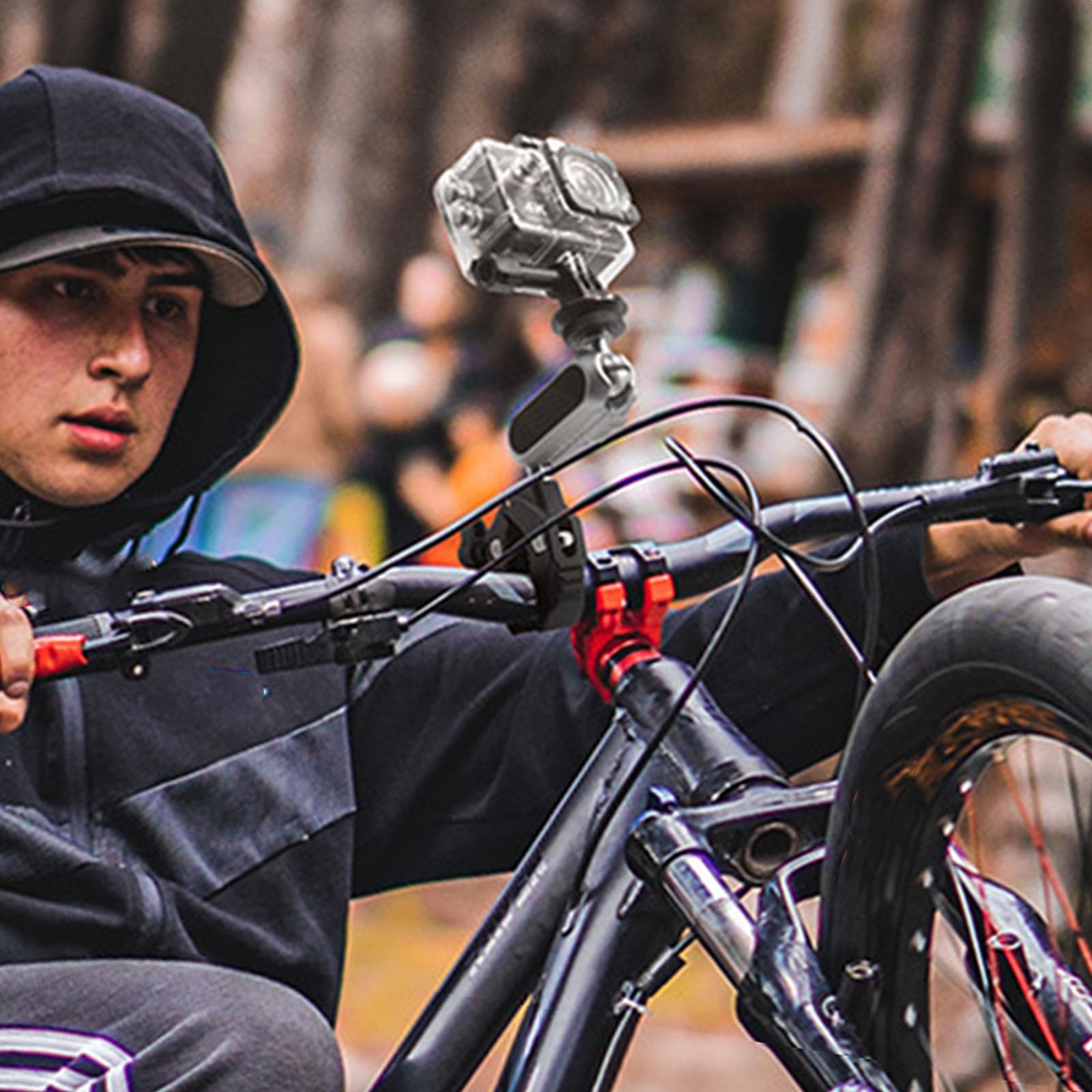Abrazadera de brazo de cabeza esférica para manillar de motocicleta, soporte de montaje para bicicleta, soporte de doble cabeza de bola, clip de cámara de acción