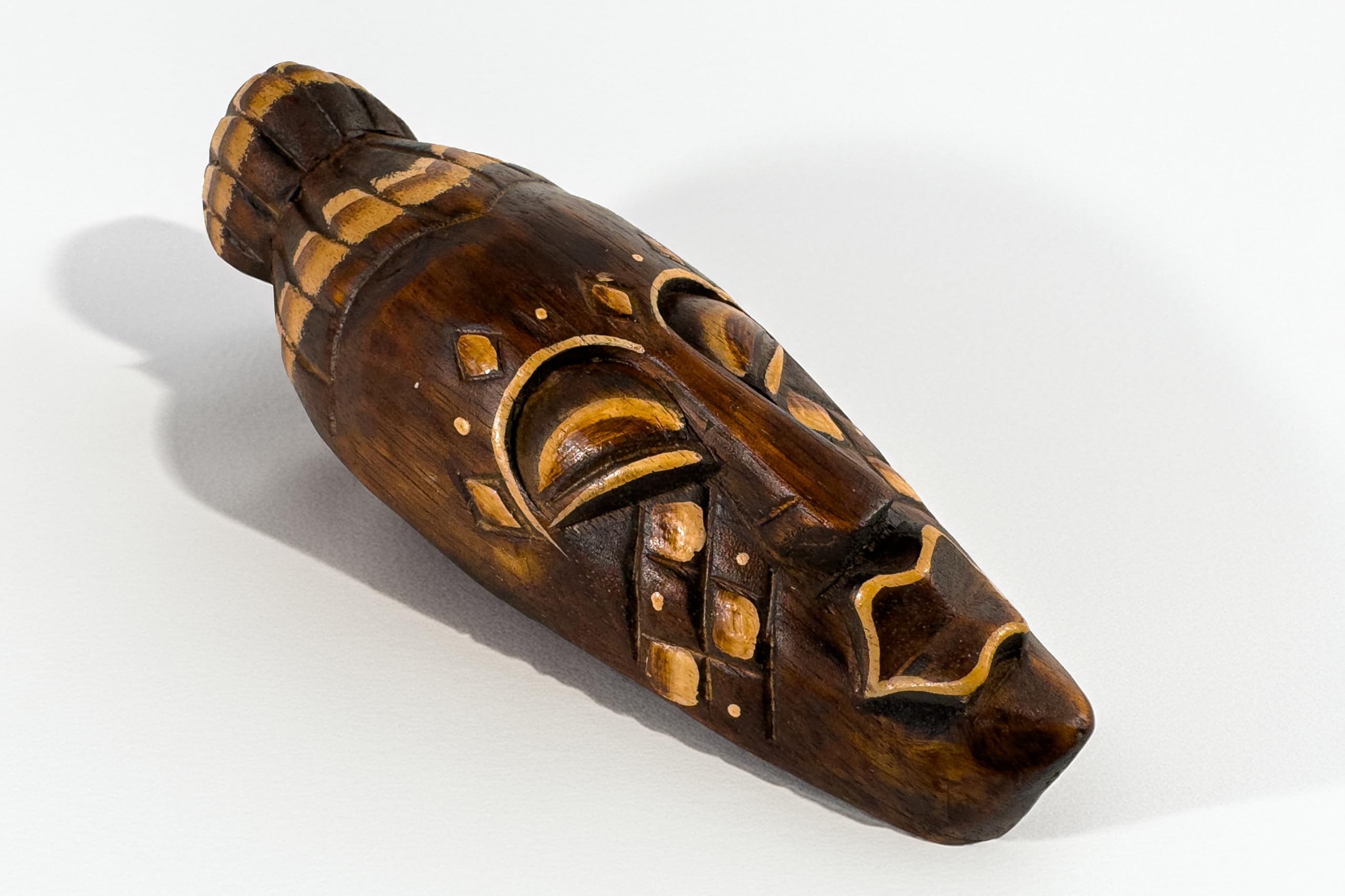 Maschera Dipinta A Mano In Legno Di Albesia – Bali, Lunghezza 20 Cm, Decorazione Etnica