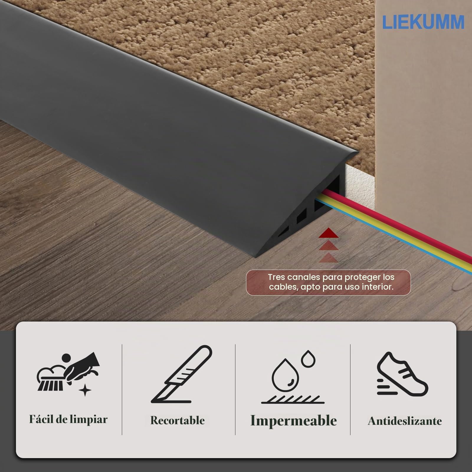 LIEKUMM Rampa Goma umbrales, Altura 3 cm, Cortable Rampa Silla de Ruedas